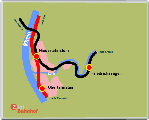 Niederlahnstein Oberlahnstein Friedrichssegen Rhein Lahn nach Koblenz nach Limburg nach Wiesbaden nach Köln